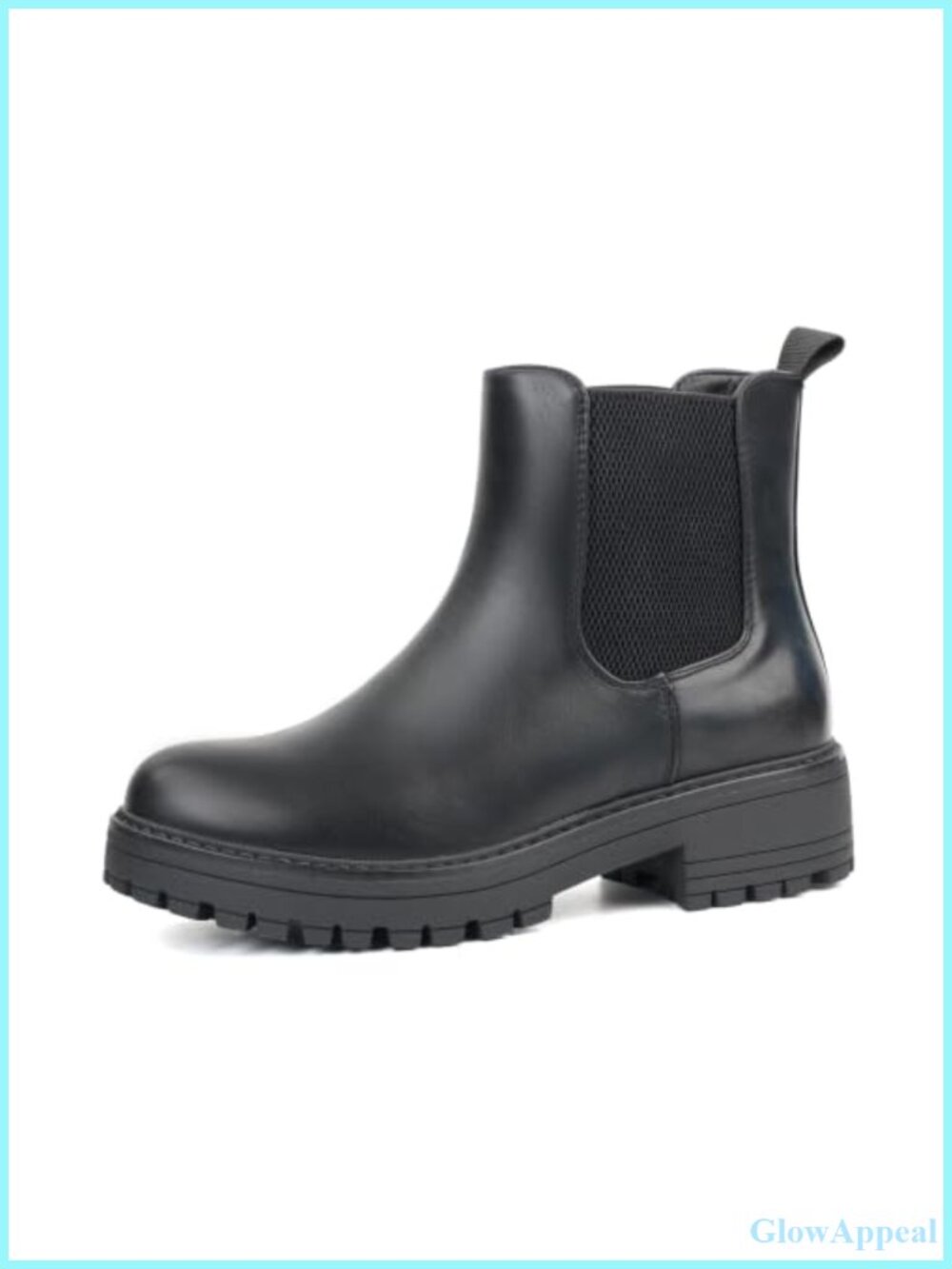 Women's Faux Leather Chelsea Ankle Boots Chunky Heel Platform Slip-On